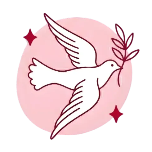 Icône illustrative d'une colombe de la paix en plein envol.